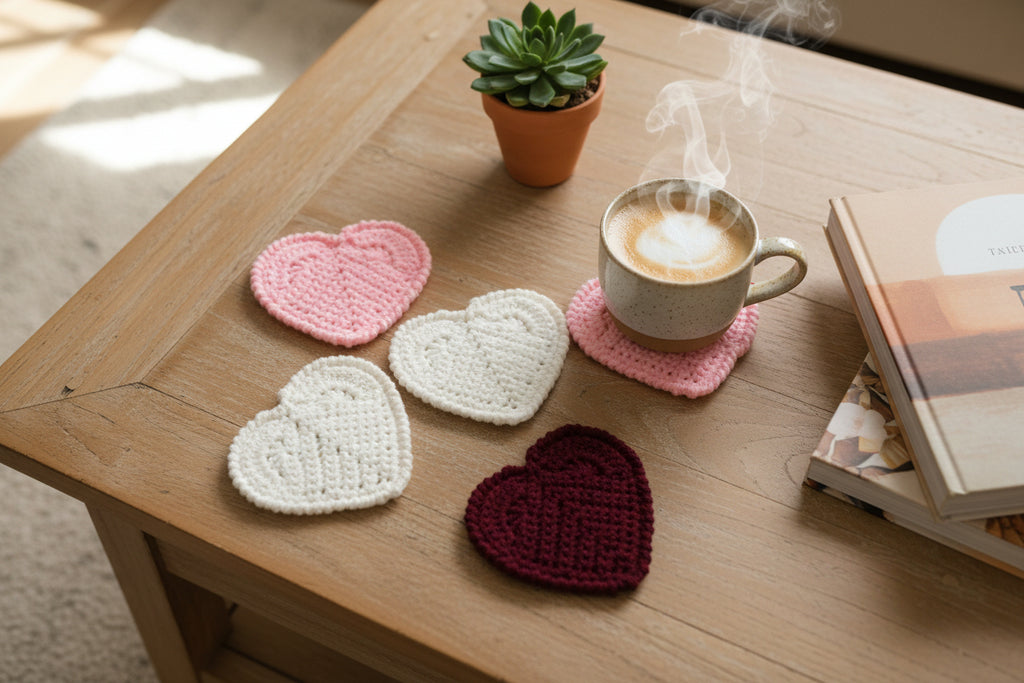 Valentine’s Heart Mug Rugs – Set of 3 💕