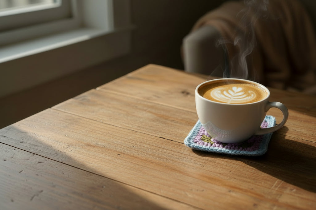 Set of 2- Handmade Flower Mug Rug