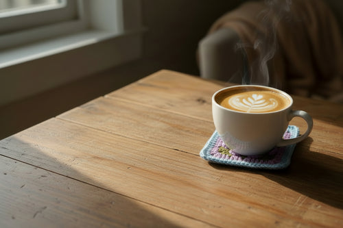 Set of 2- Handmade Flower Mug Rug